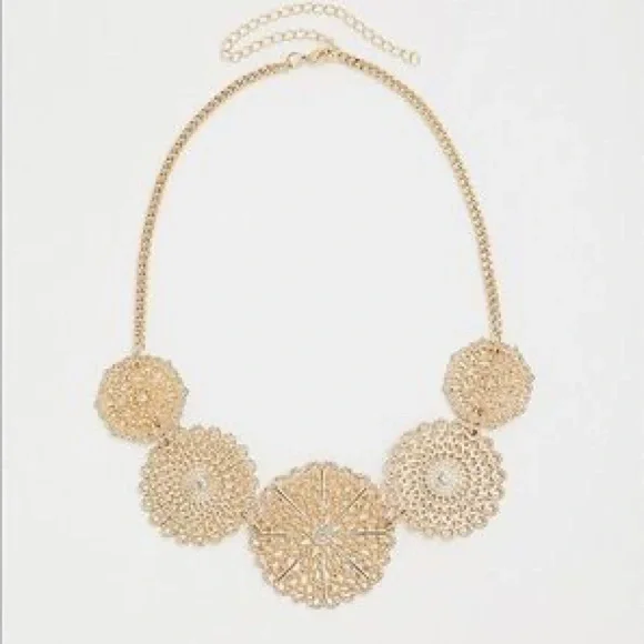 NWT Torrid gold filigree medallion statement necklace plus size fashion - Picture 6 of 6
